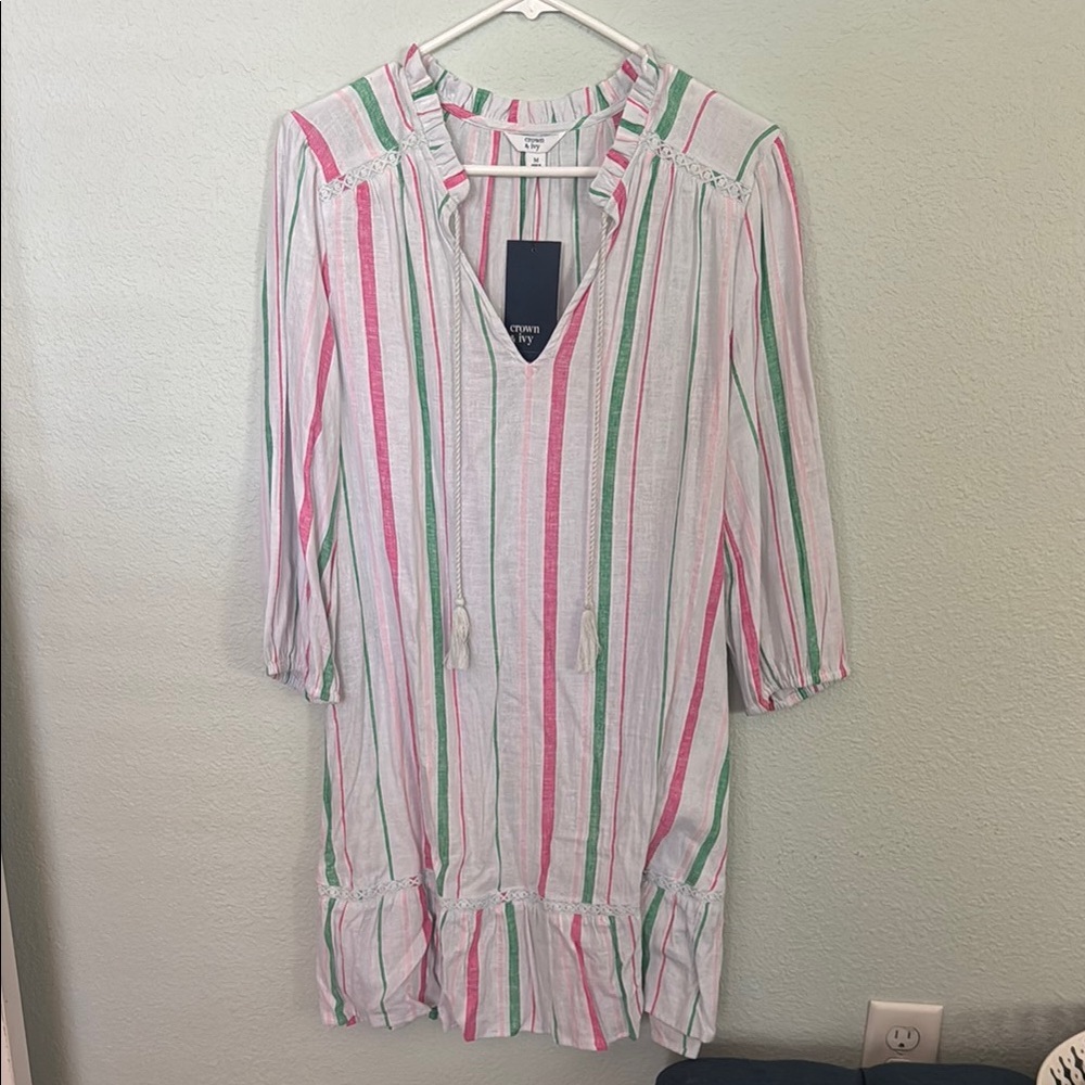 Crown and Ivy NWT Striped Pink and Green Dress